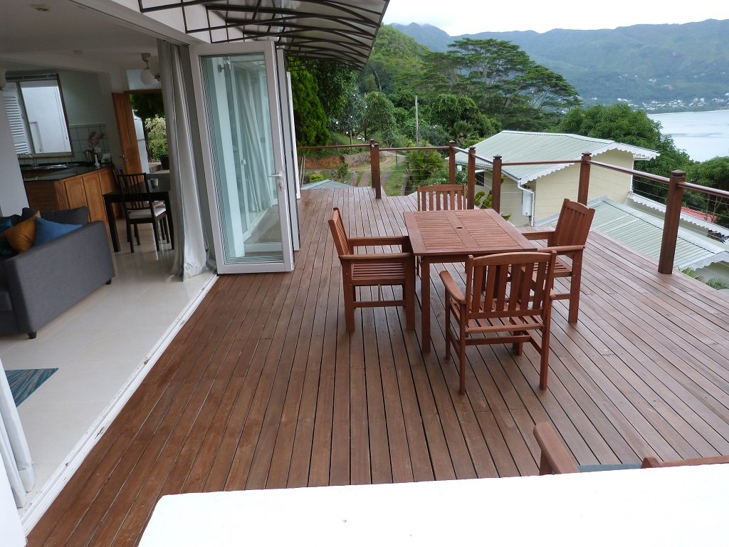 Deck with sweeping bay views